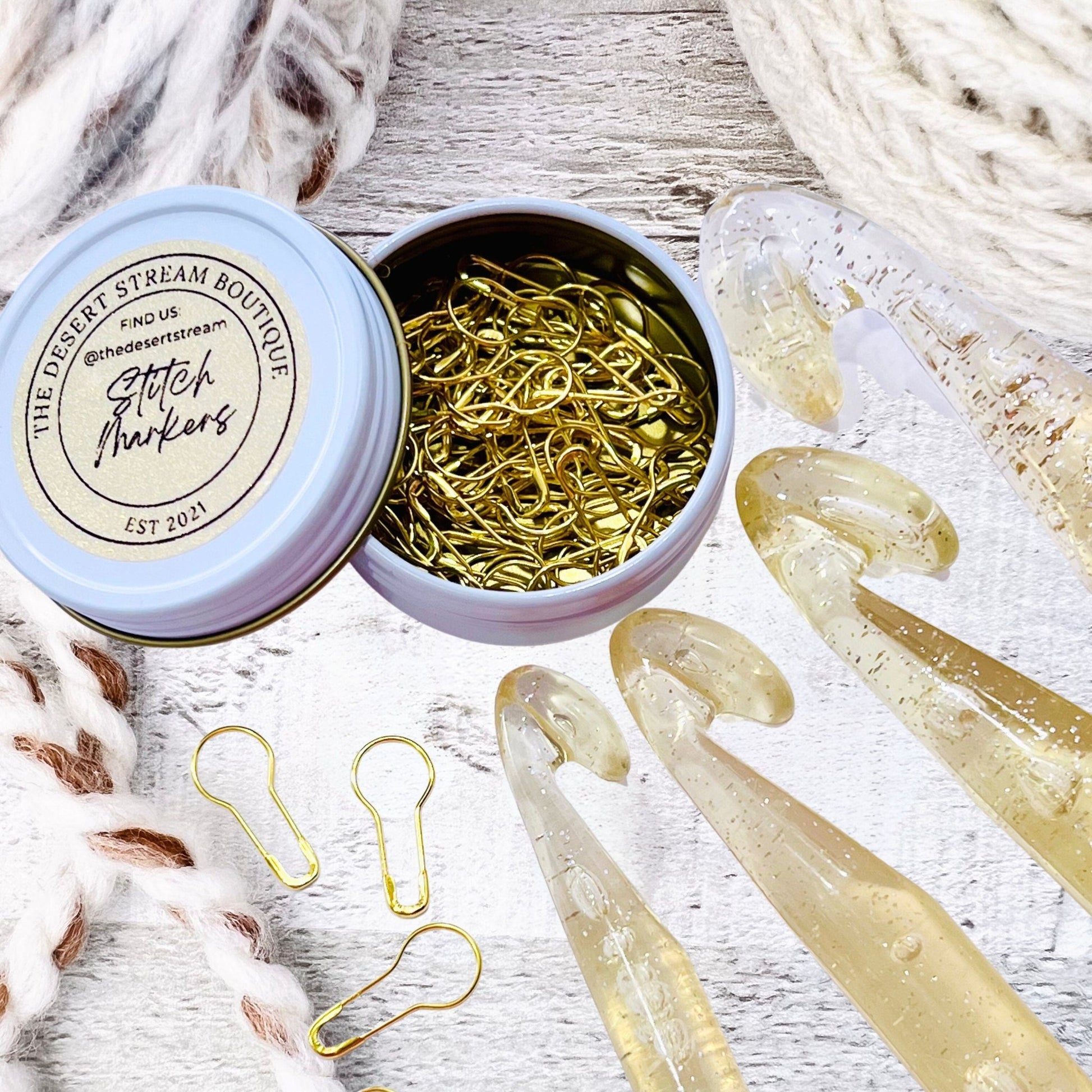 Crochet Stitch Markers & Hook Set - The Desert Stream Stitch