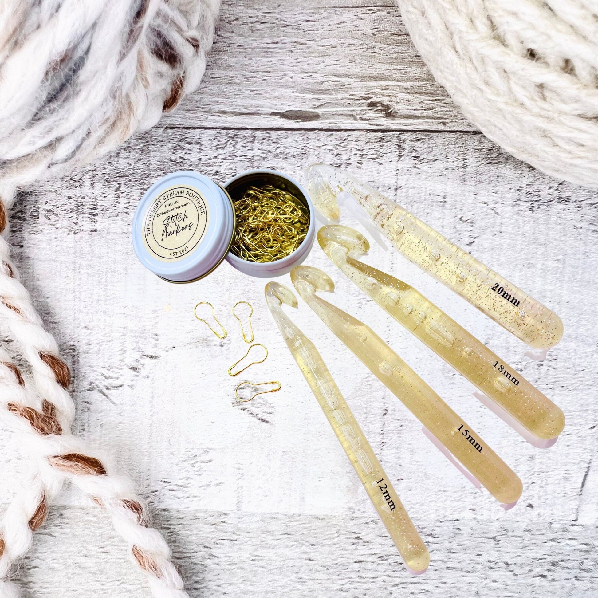 Crochet Stitch Markers & Hook Set - The Desert Stream Stitch