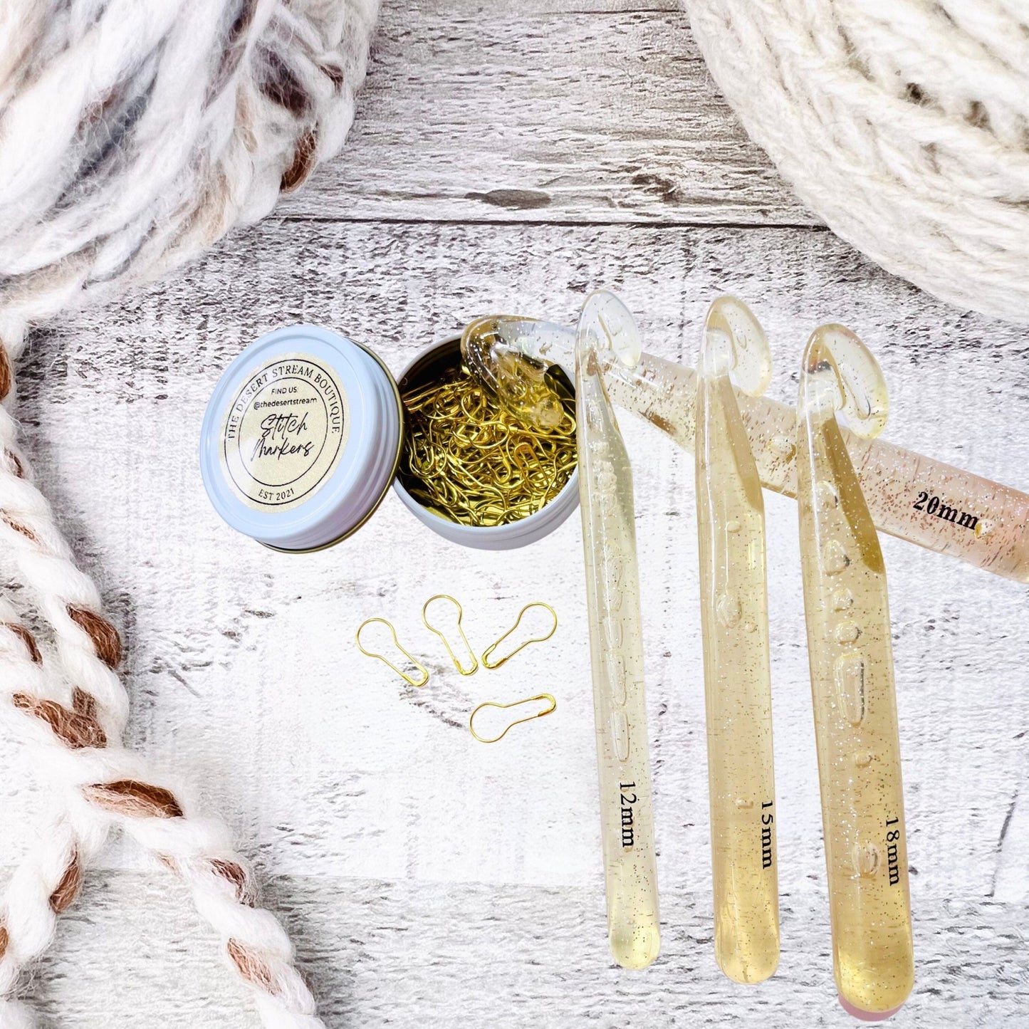 Crochet Stitch Markers & Hook Set - The Desert Stream Stitch