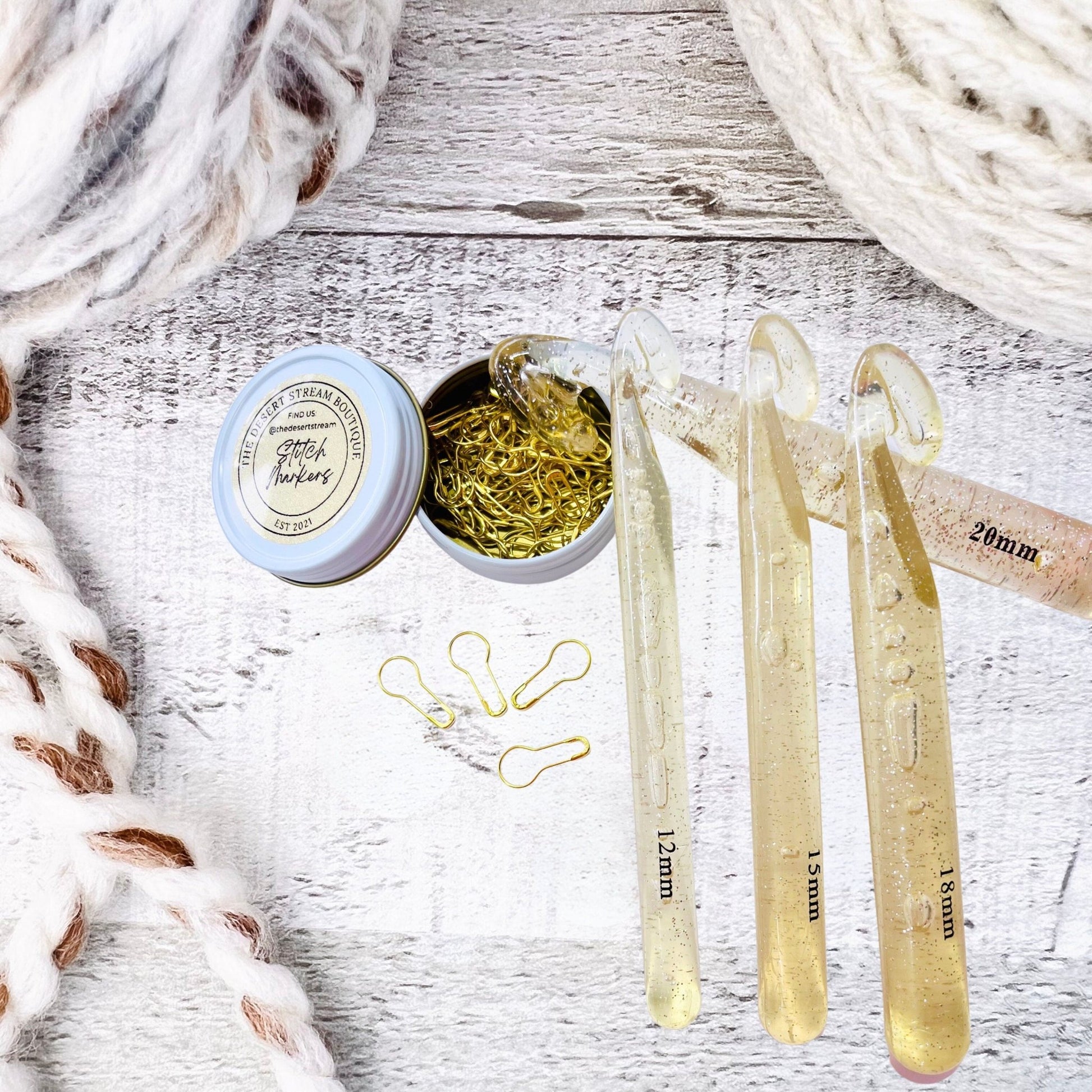 Crochet Stitch Markers & Hook Set - The Desert Stream Stitch