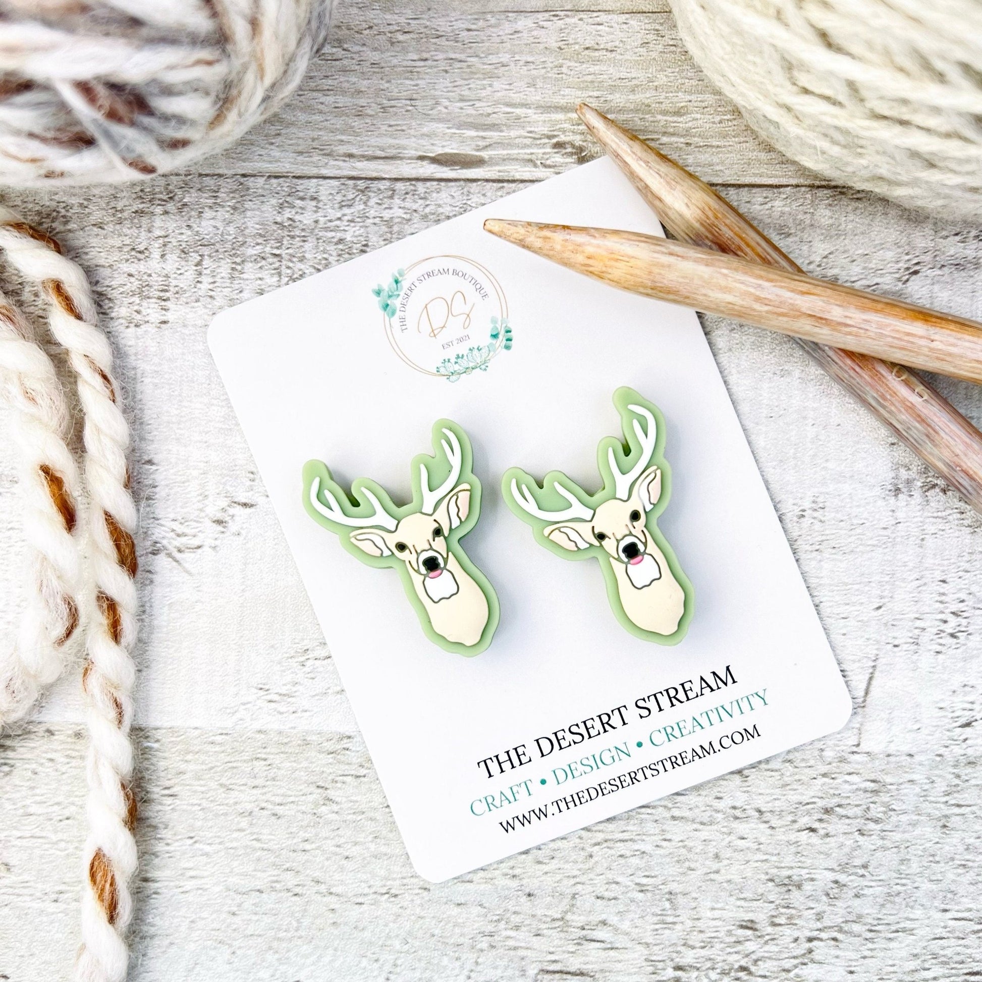 Deer Stitch Stoppers Knitting Needle Point Protectors - The Desert Stream Stitch