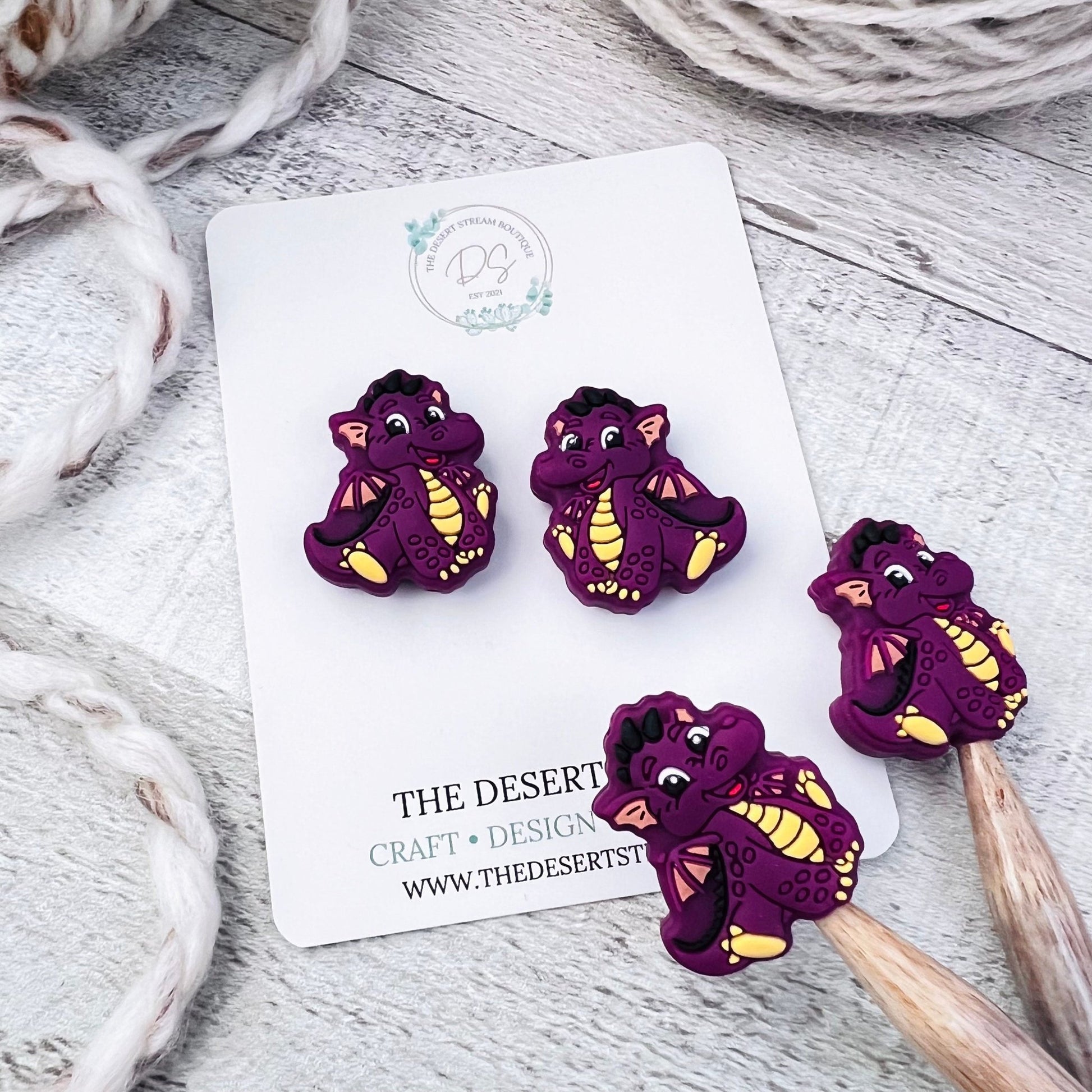 Dragon Stitch Stoppers Knitting Needle Point Protectors - The Desert Stream Stitch