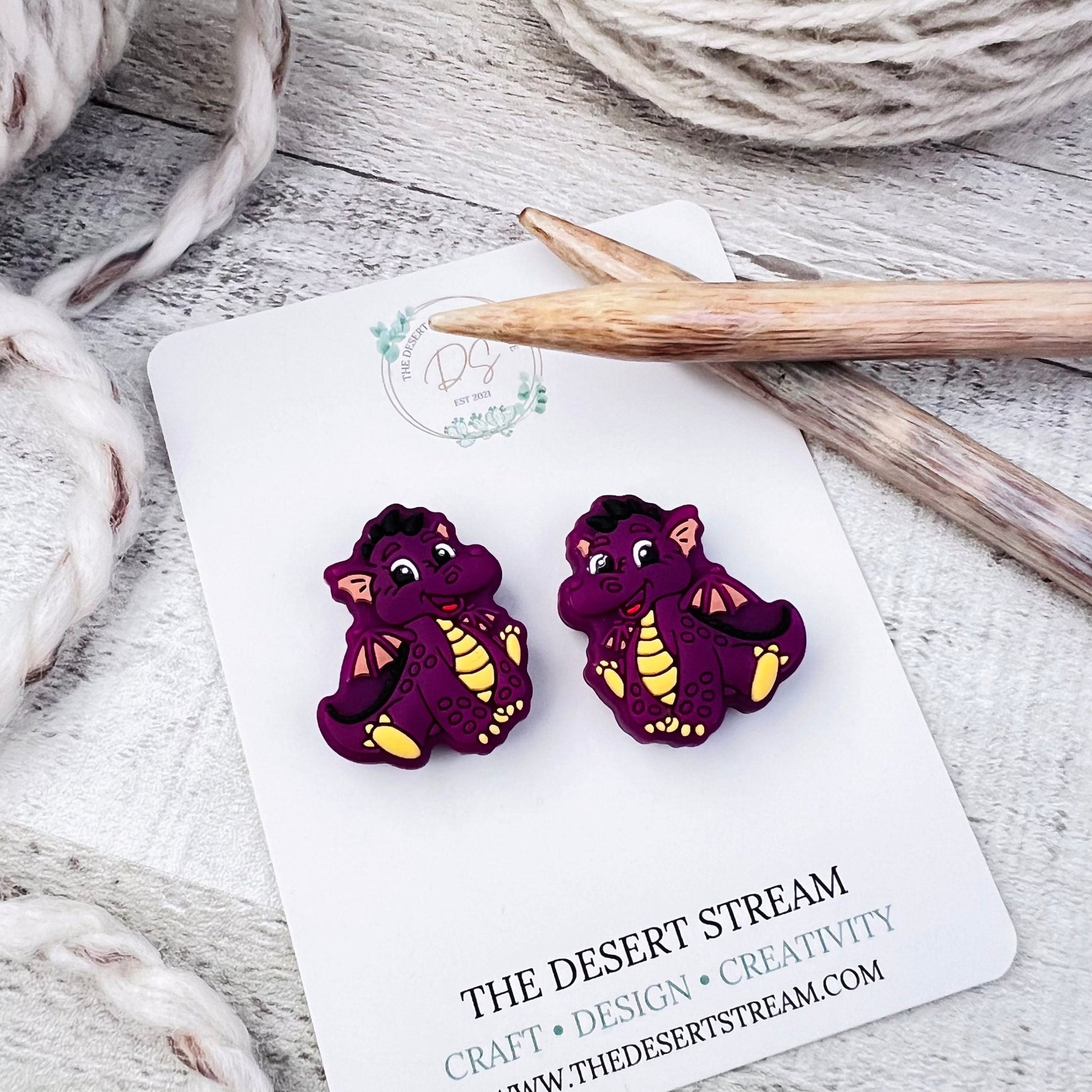 Dragon Stitch Stoppers Knitting Needle Point Protectors - The Desert Stream Stitch