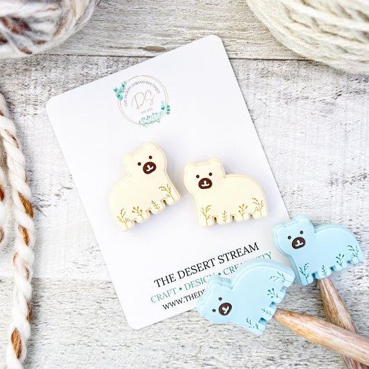 Embossed Bear Stitch Stoppers Knitting Needle Point Protectors - The Desert Stream Stitch