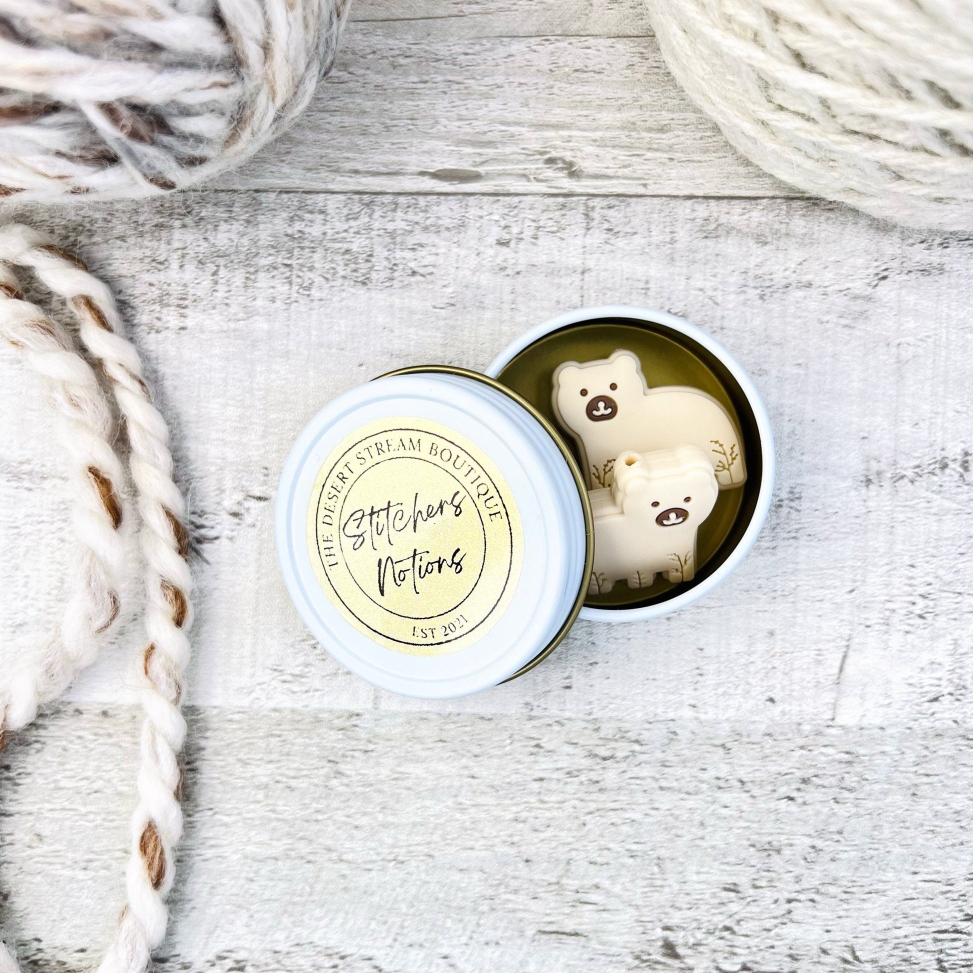 Embossed Bear Stitch Stoppers Knitting Needle Point Protectors - The Desert Stream Stitch