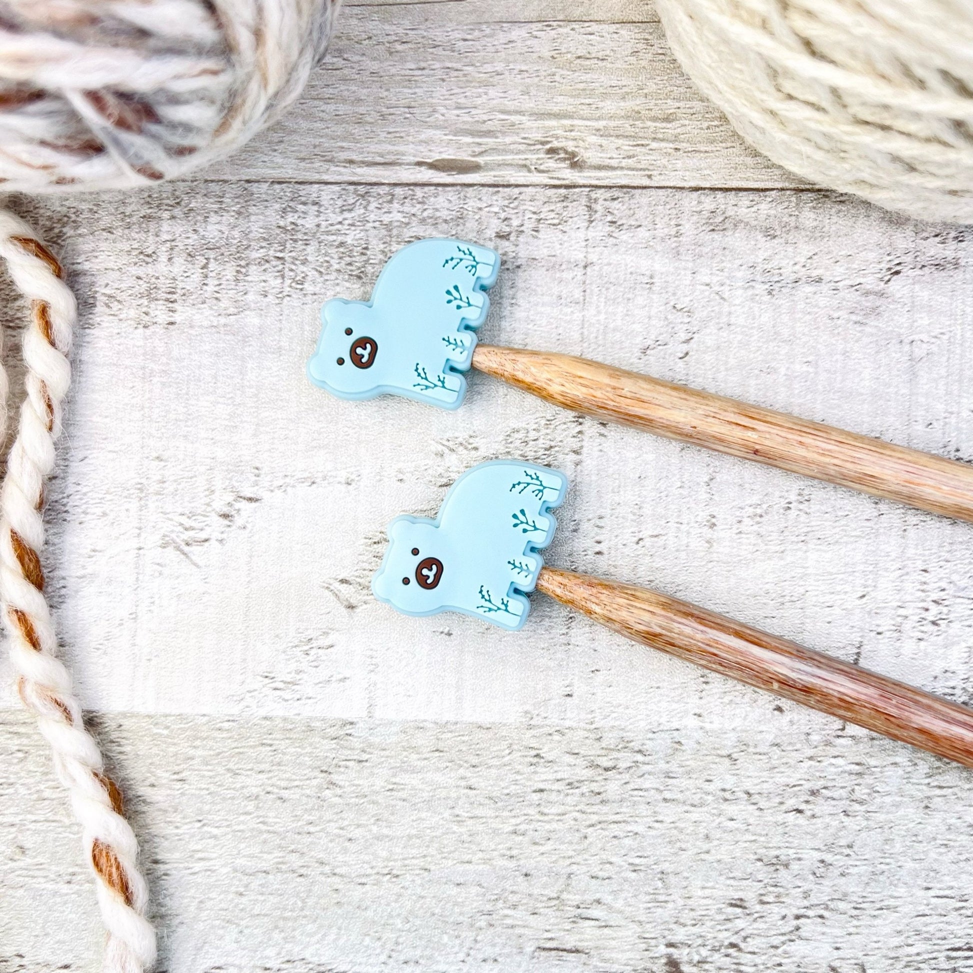 Embossed Bear Stitch Stoppers Knitting Needle Point Protectors - The Desert Stream Stitch