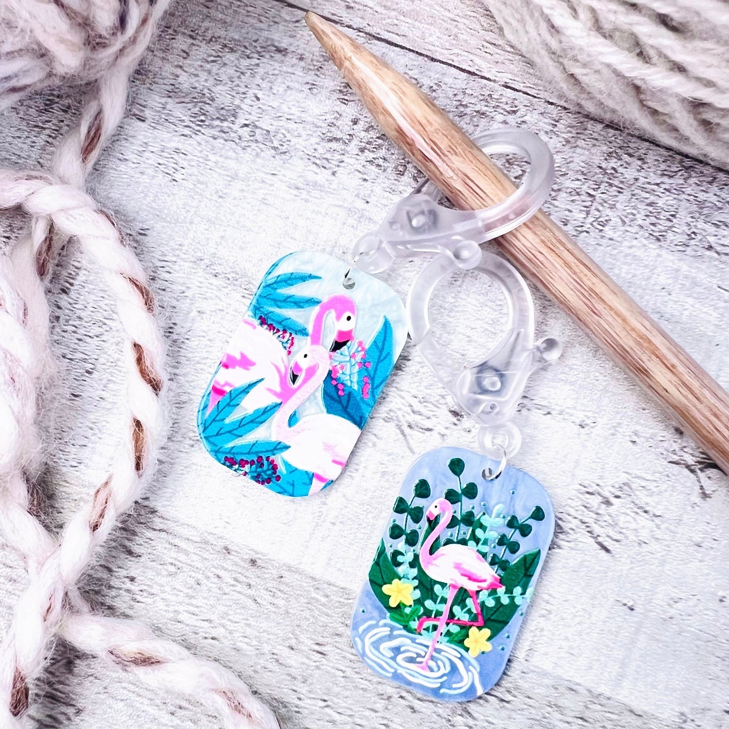 Flamingo Jumbo Stitch Markers - The Desert Stream Stitch
