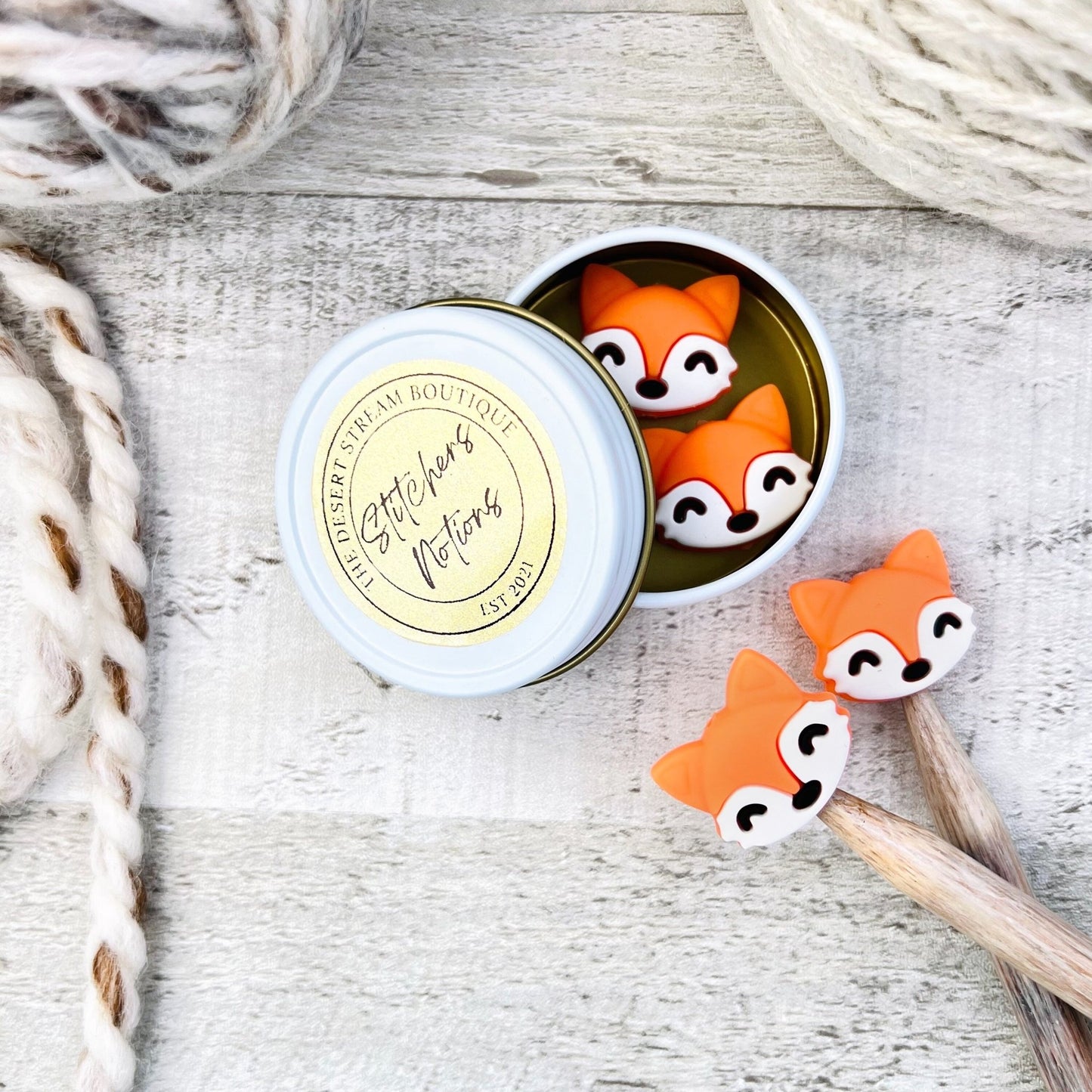 Fox Stitch Stoppers Knitting Needle Point Protectors - The Desert Stream Stitch