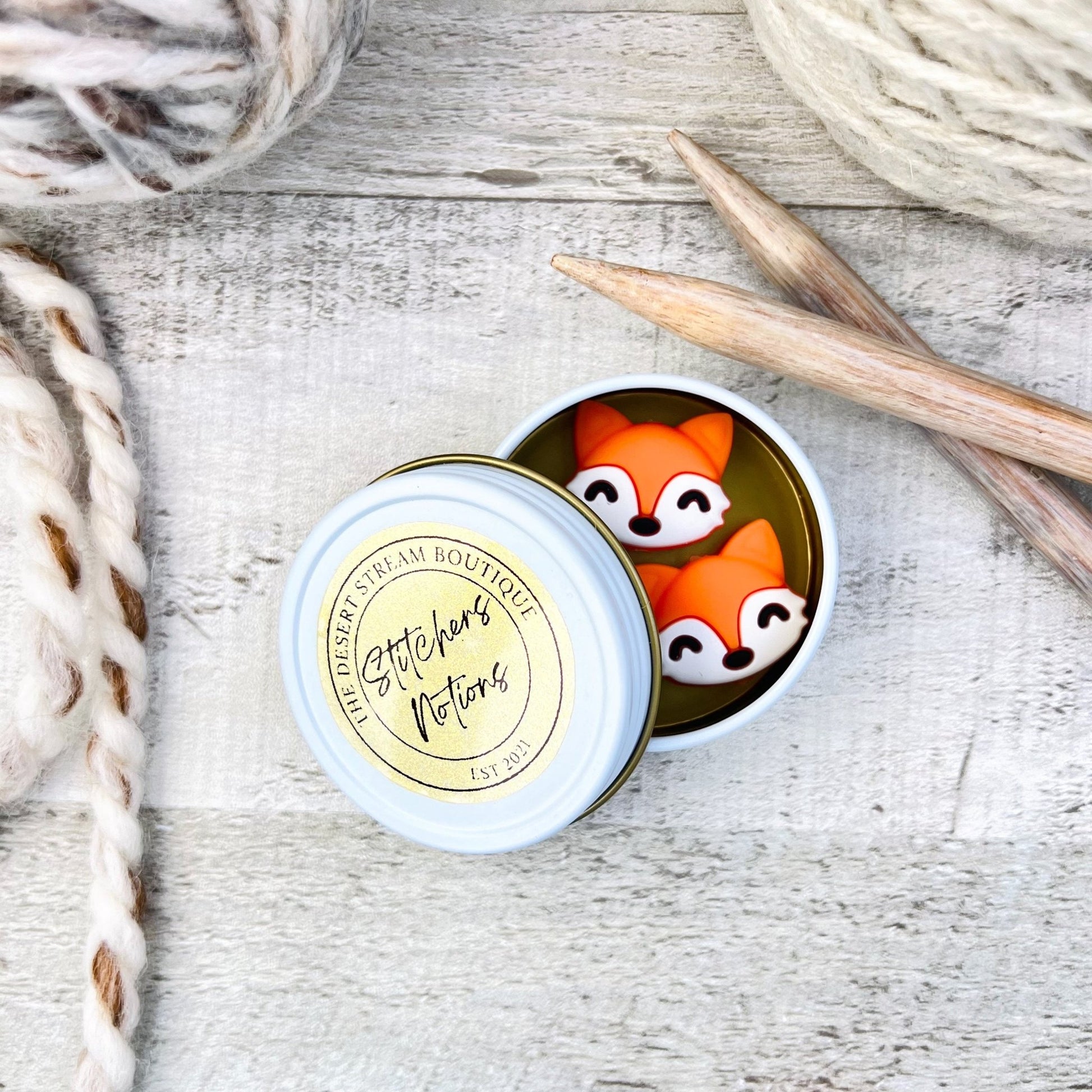 Fox Stitch Stoppers Knitting Needle Point Protectors - The Desert Stream Stitch