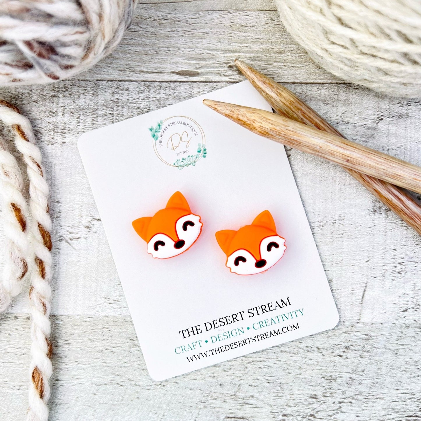 Fox Stitch Stoppers Knitting Needle Point Protectors - The Desert Stream Stitch
