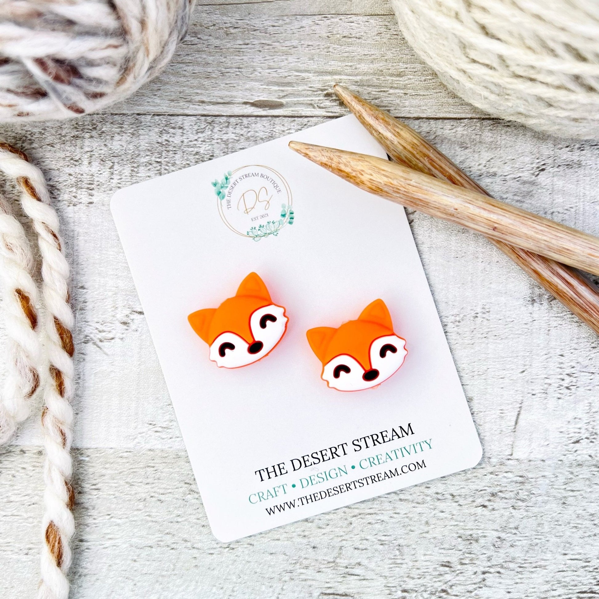 Fox Stitch Stoppers Knitting Needle Point Protectors - The Desert Stream Stitch
