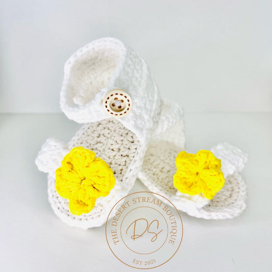 Handmade Crochet Baby Sandals - The Desert Stream Stitch