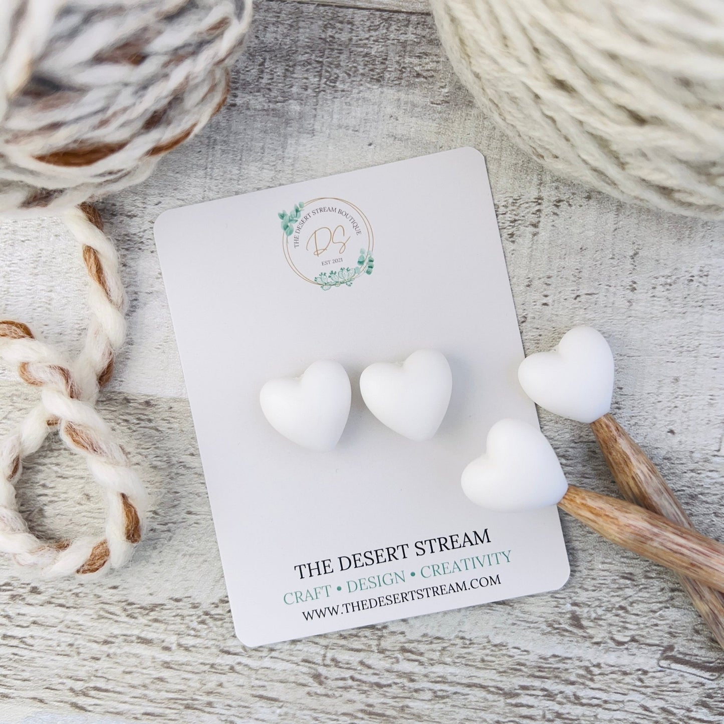 Heart Stitch Stoppers Knitting Needle Point Protectors - The Desert Stream Stitch