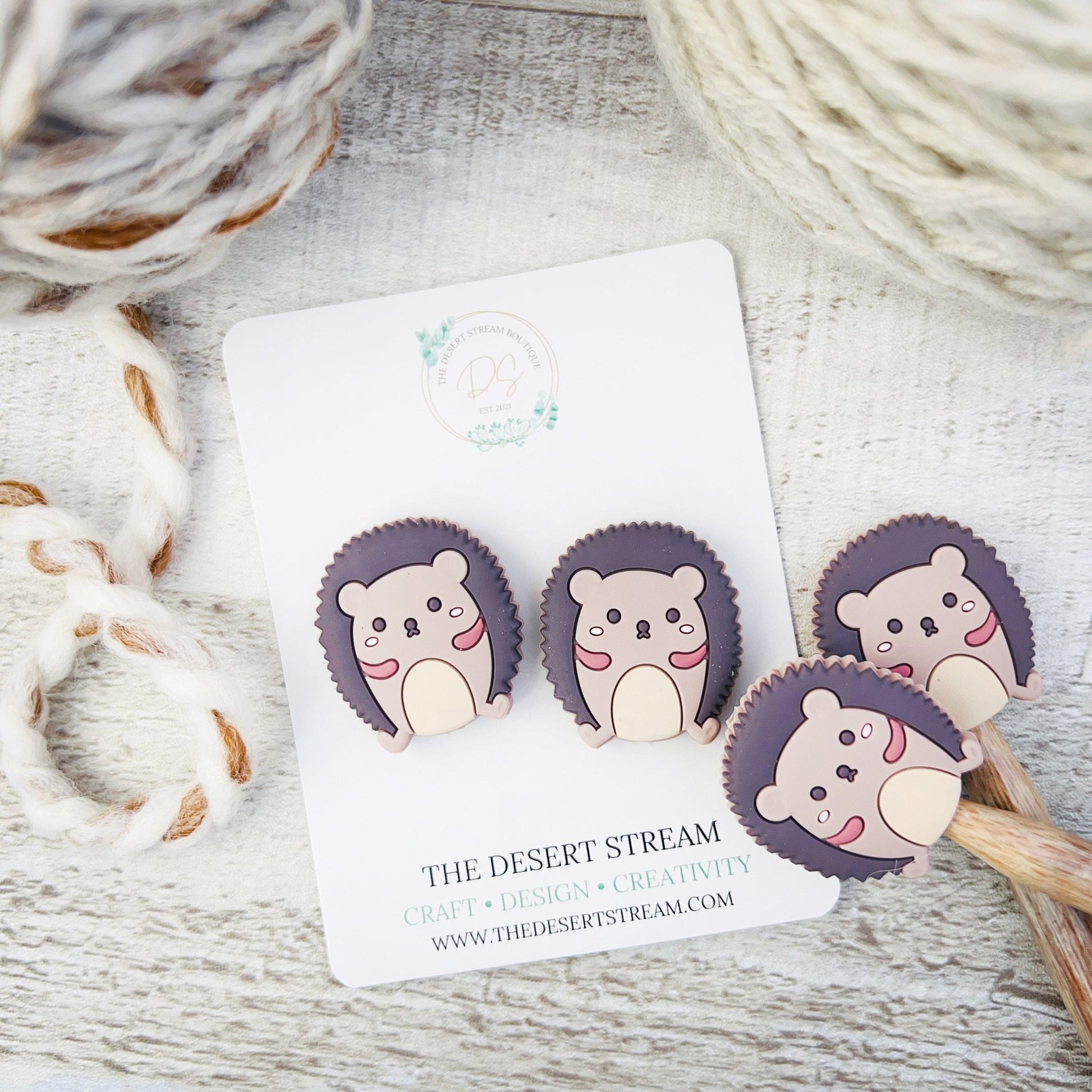 Hedgehog Stitch Stoppers Knitting Needle Point Protectors - The Desert Stream Stitch