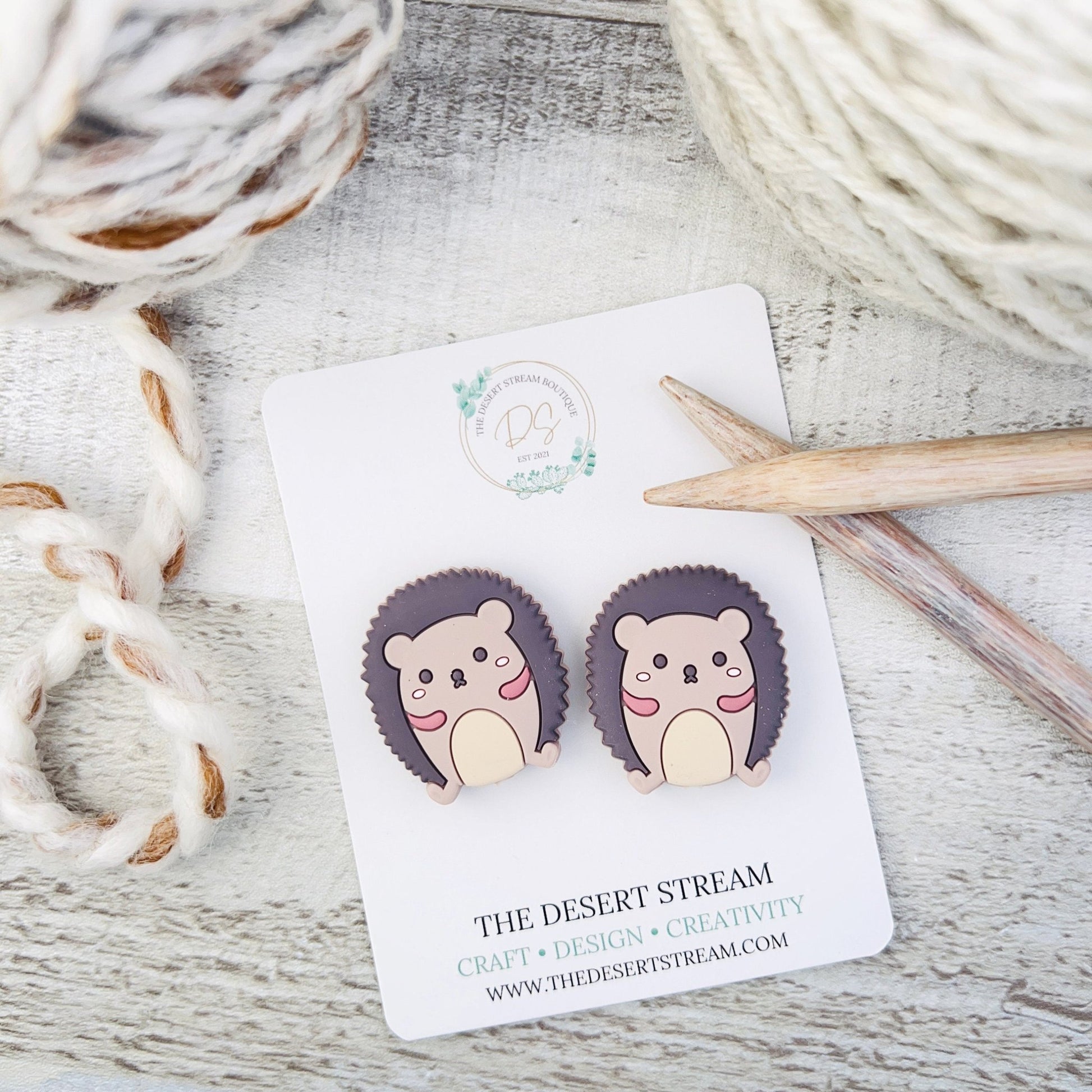 Hedgehog Stitch Stoppers Knitting Needle Point Protectors - The Desert Stream Stitch