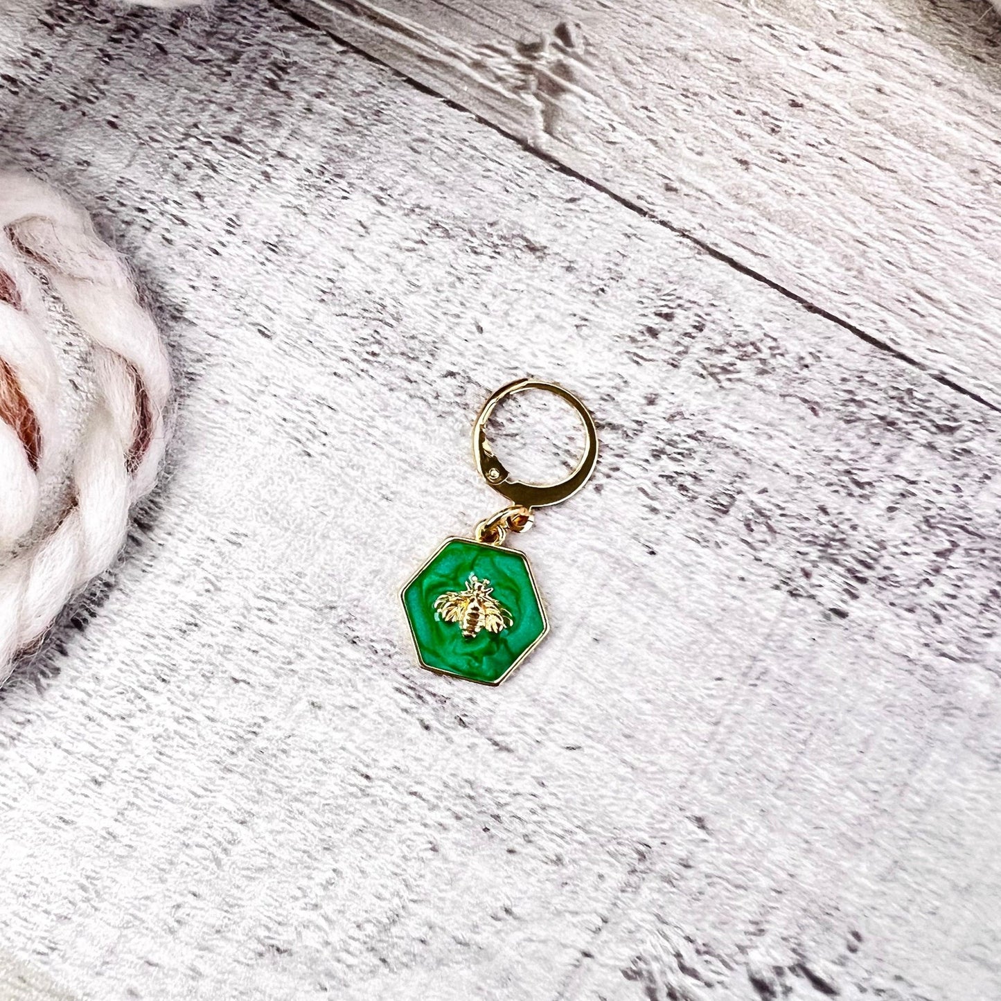 Jaded Bee Stitch Marker - Luxe Limited Collectors Edition - 18K Gold Cubic Zirconia - The Desert Stream Stitch