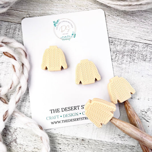Knitted Sweater Stitch Stoppers - The Desert Stream Stitch