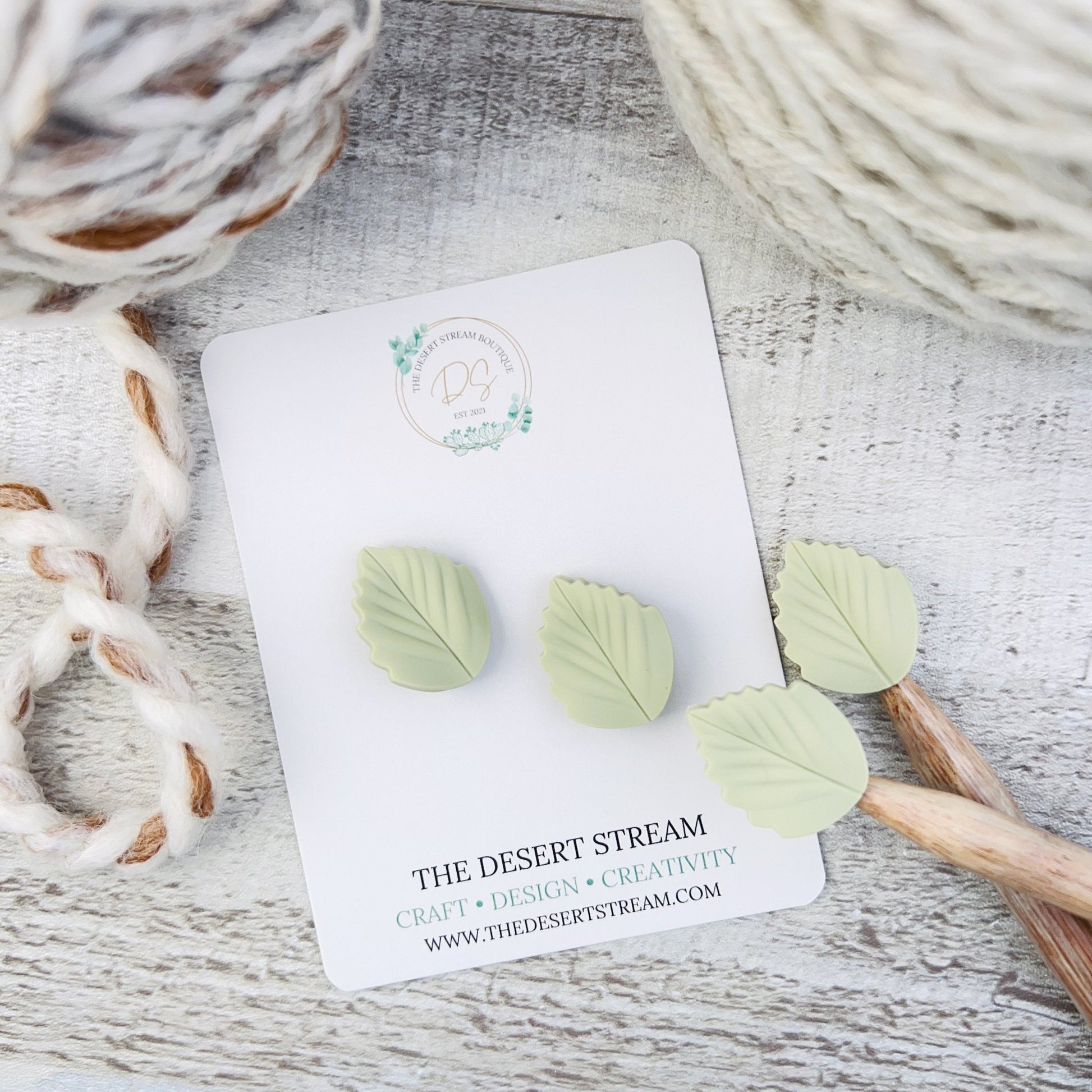 Leaf Stitch Stoppers Knitting Needle Point Protectors - The Desert Stream Stitch