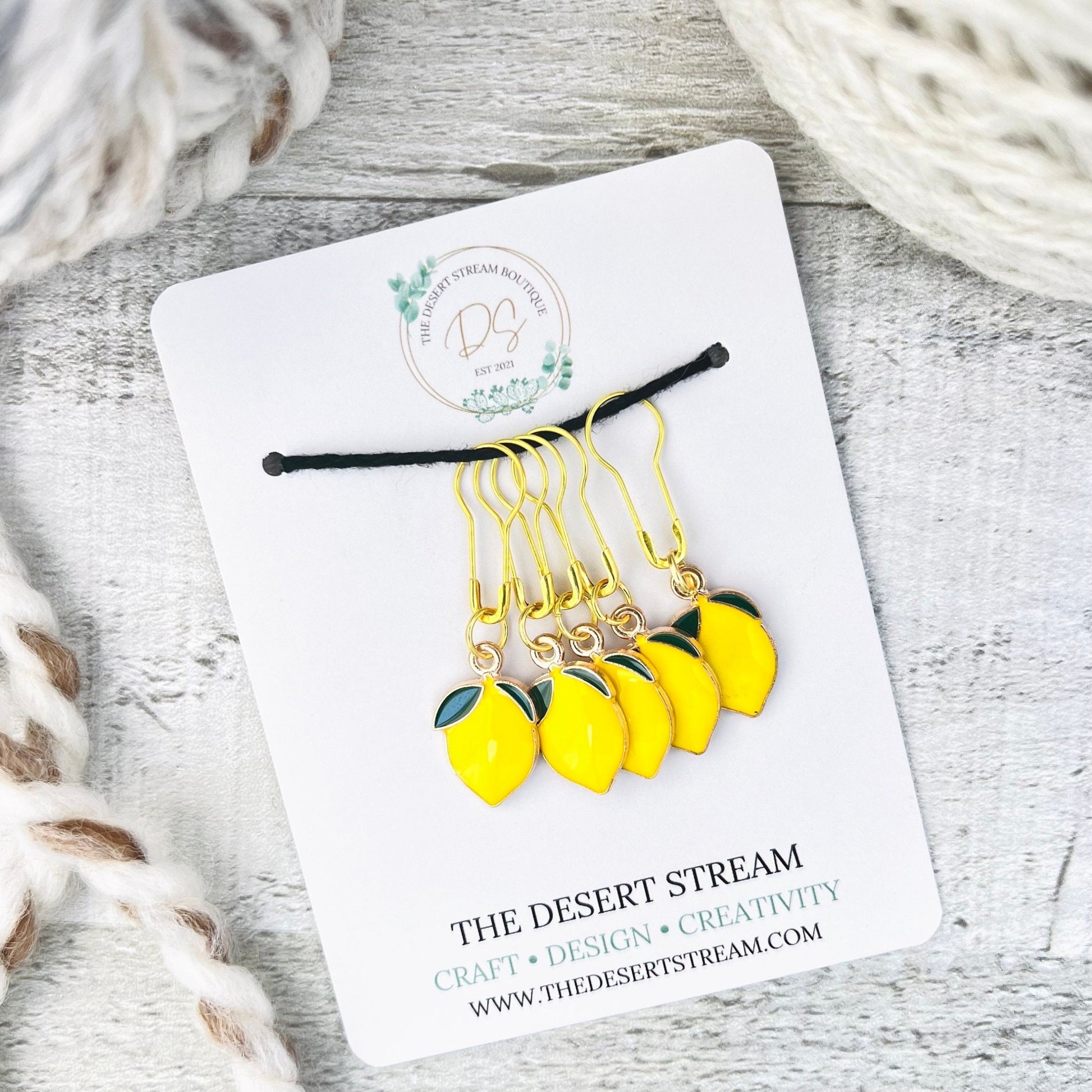 Lemon Stitch Markers Set - Knitting and Crochet - The Desert Stream Stitch