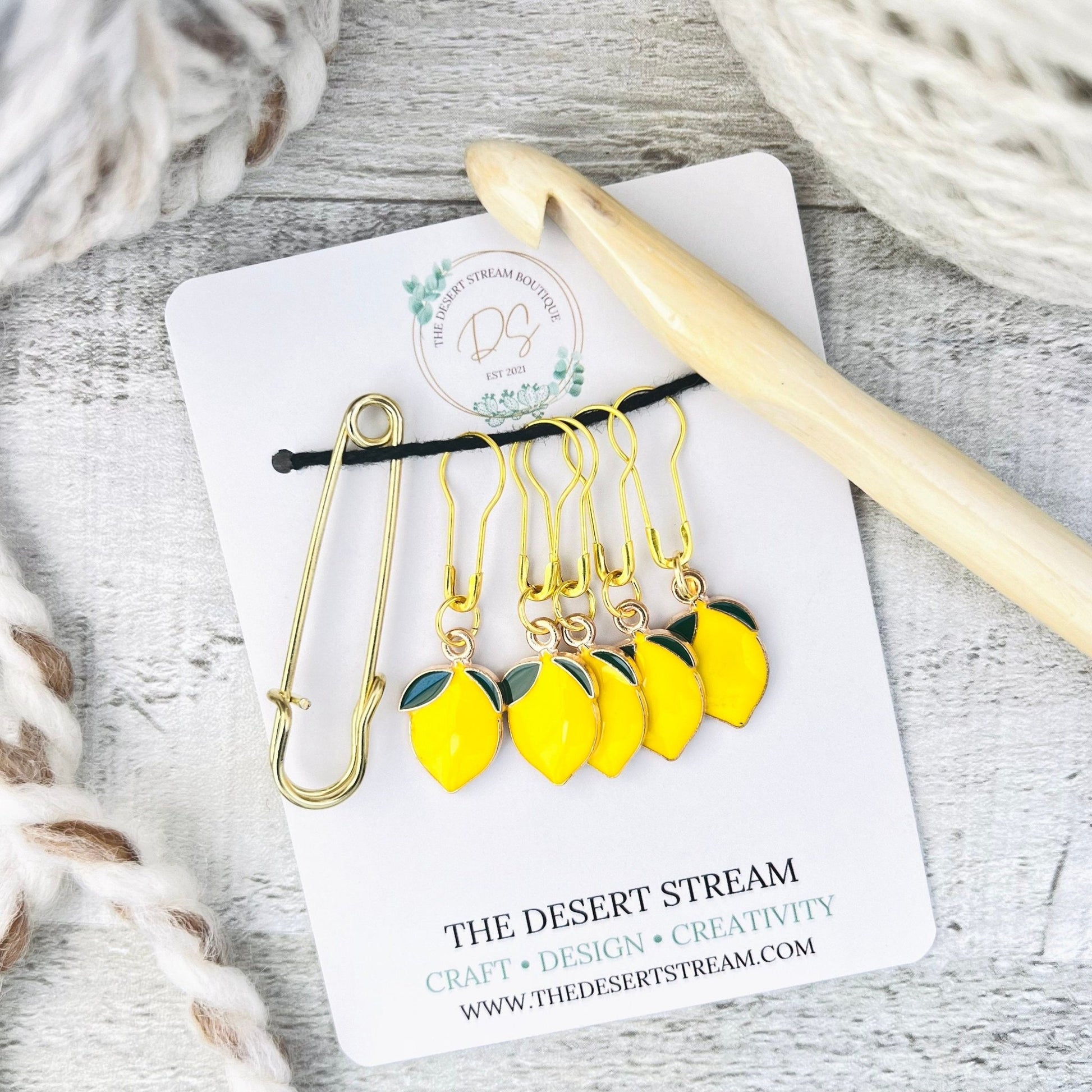 Lemon Stitch Markers Set - Knitting and Crochet - The Desert Stream Stitch