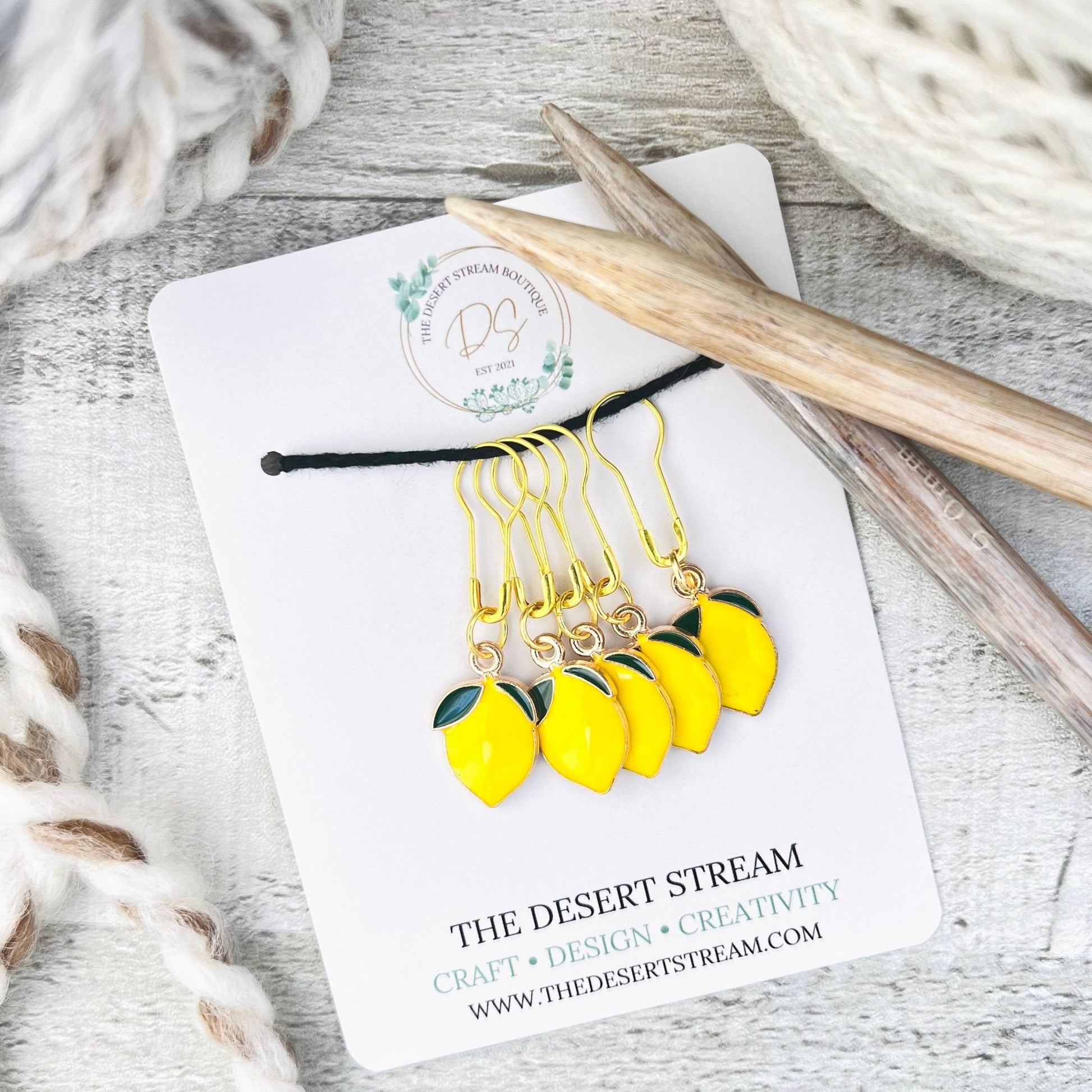 Lemon Stitch Markers Set - Knitting and Crochet - The Desert Stream Stitch