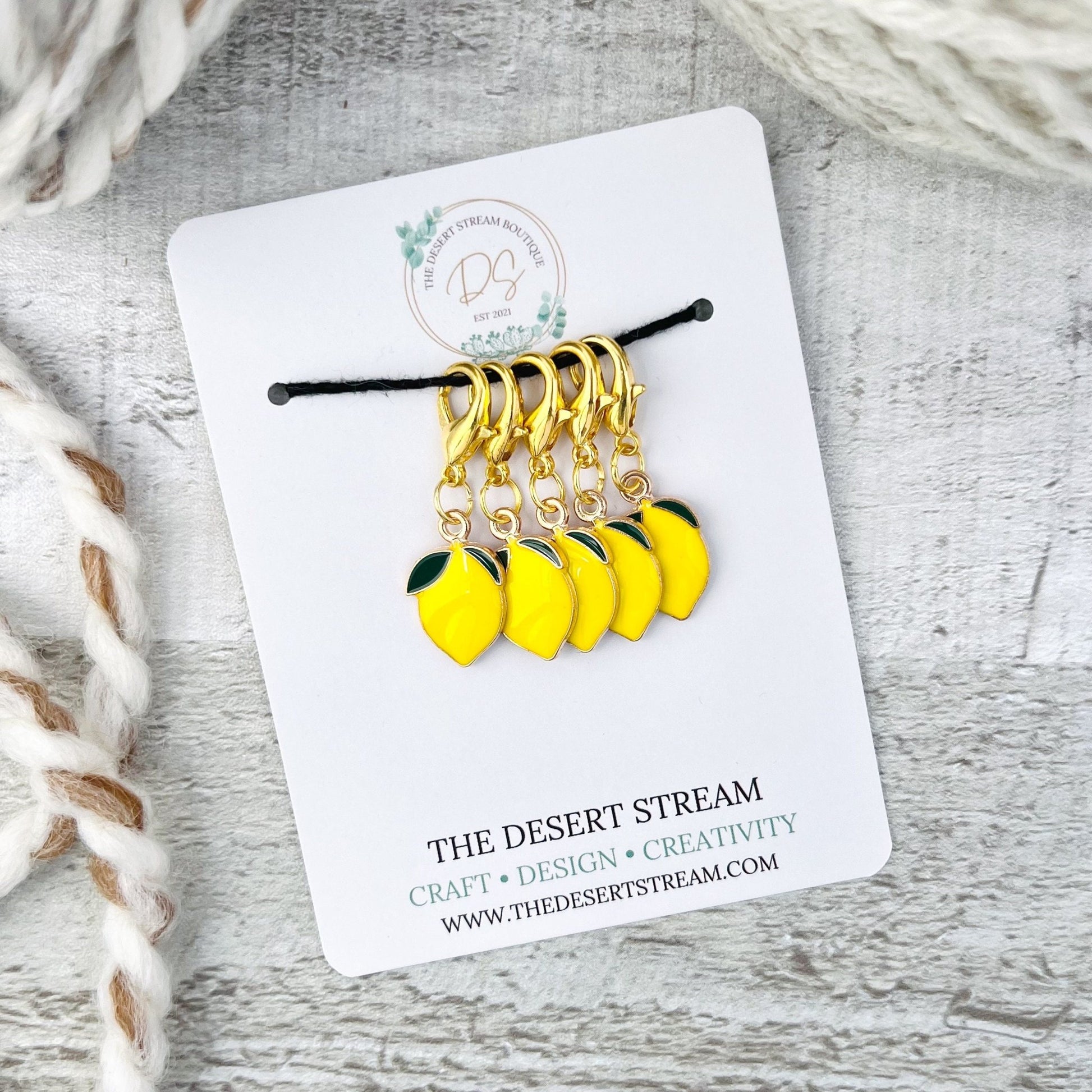 Lemon Stitch Markers Set - Knitting and Crochet - The Desert Stream Stitch