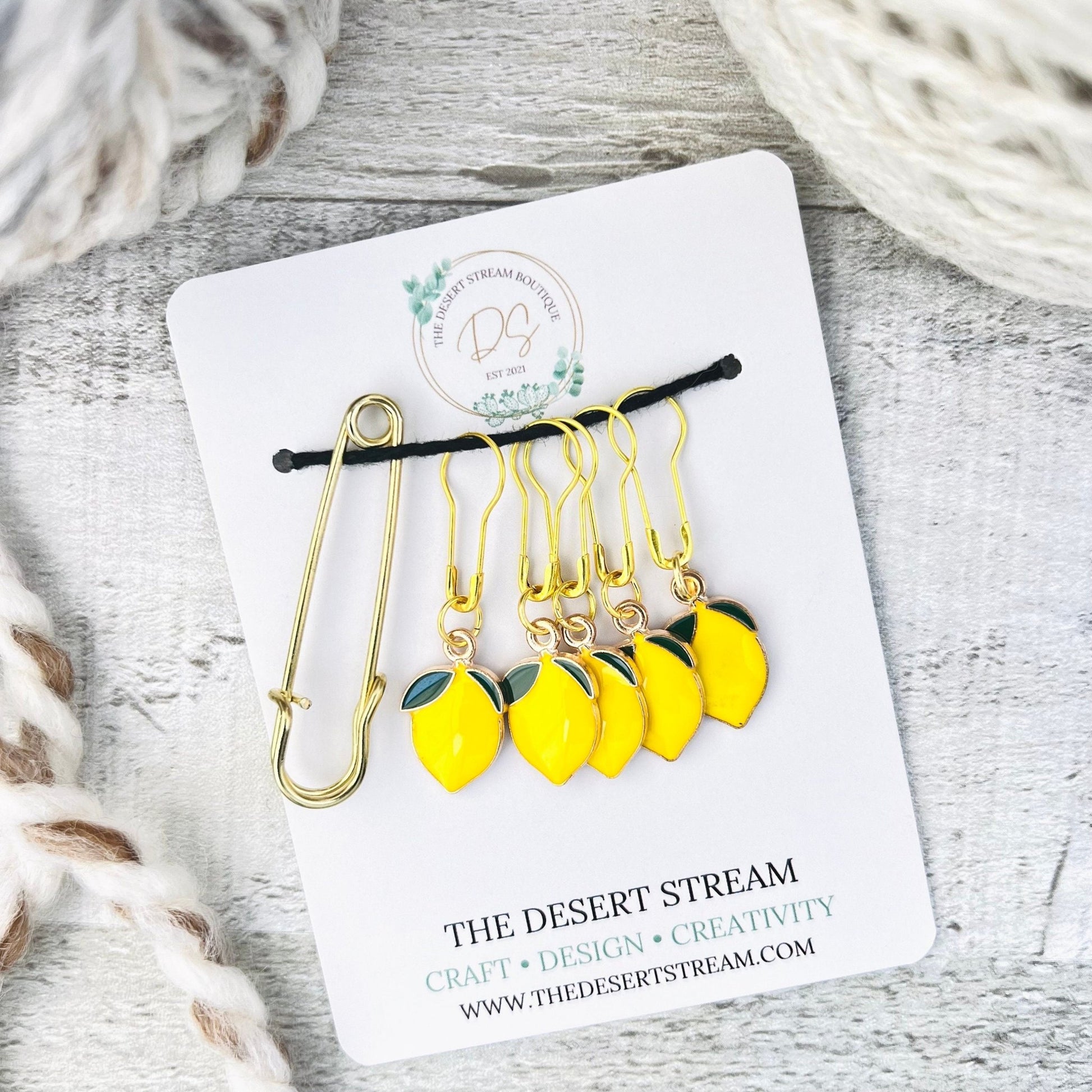 Lemon Stitch Markers Set - Knitting and Crochet - The Desert Stream Stitch