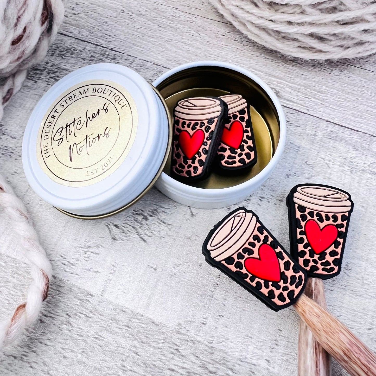 Leopard Coffee Stitch Stoppers Knitting Needle Point Protectors - The Desert Stream Stitch