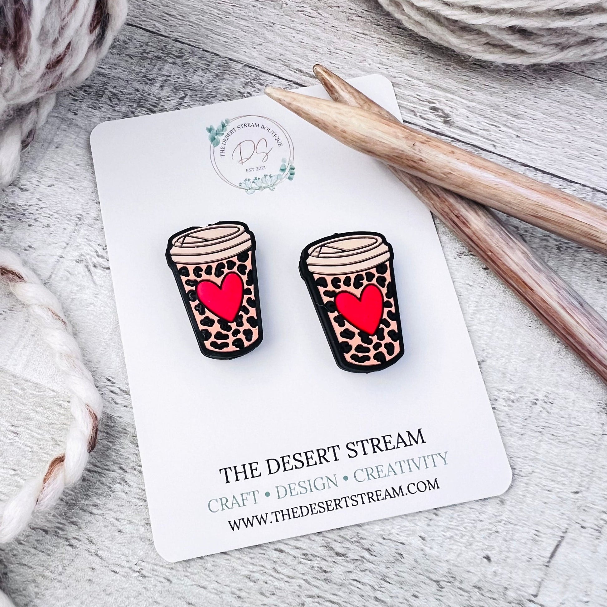 Leopard Coffee Stitch Stoppers Knitting Needle Point Protectors - The Desert Stream Stitch