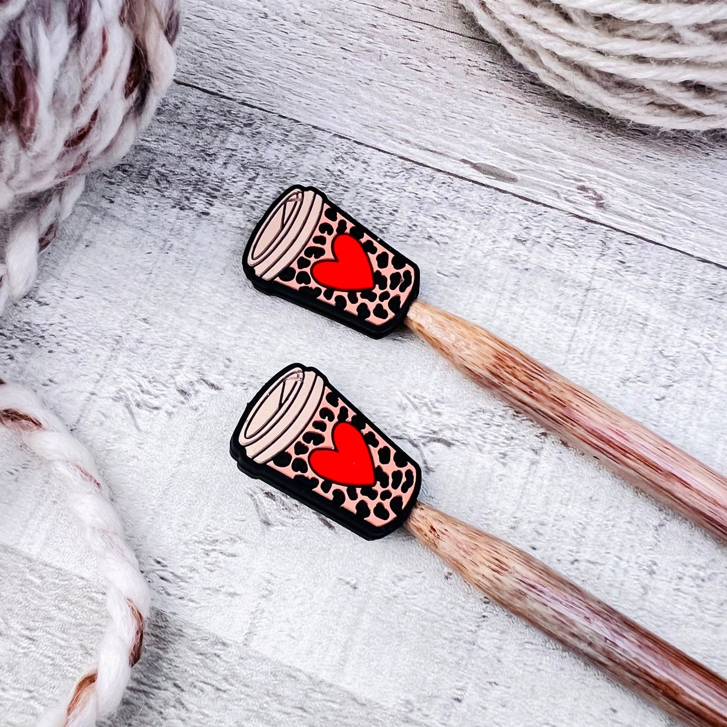 Leopard Coffee Stitch Stoppers Knitting Needle Point Protectors - The Desert Stream Stitch