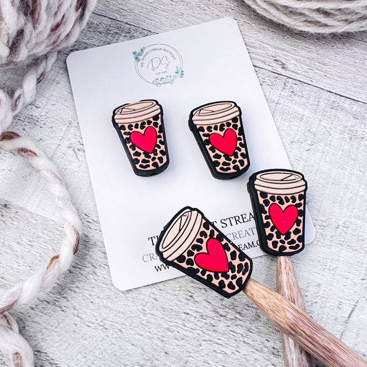 Leopard Coffee Stitch Stoppers Knitting Needle Point Protectors - The Desert Stream Stitch