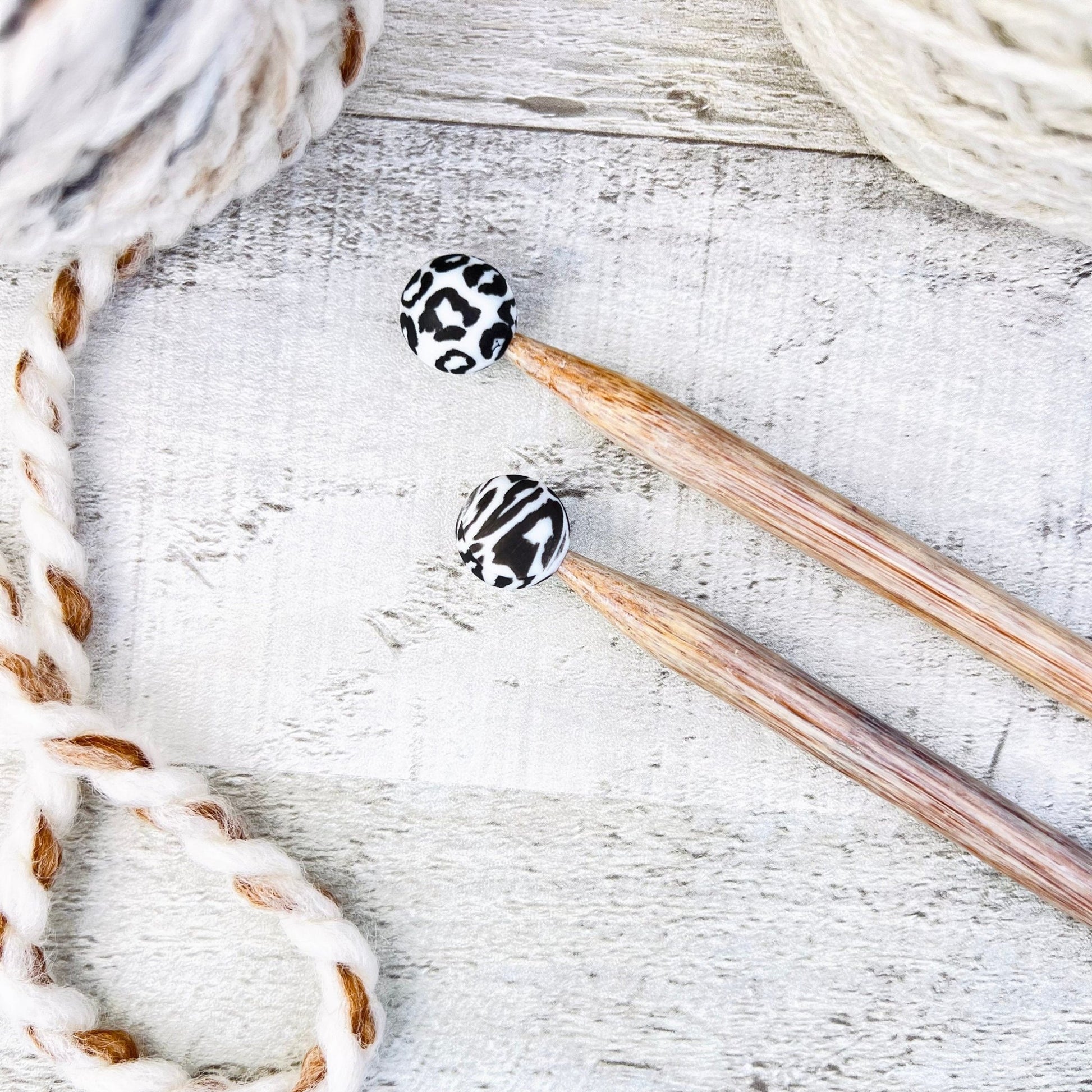 Leopard Stitch Stoppers Knitting Needle Point Protectors - The Desert Stream Stitch