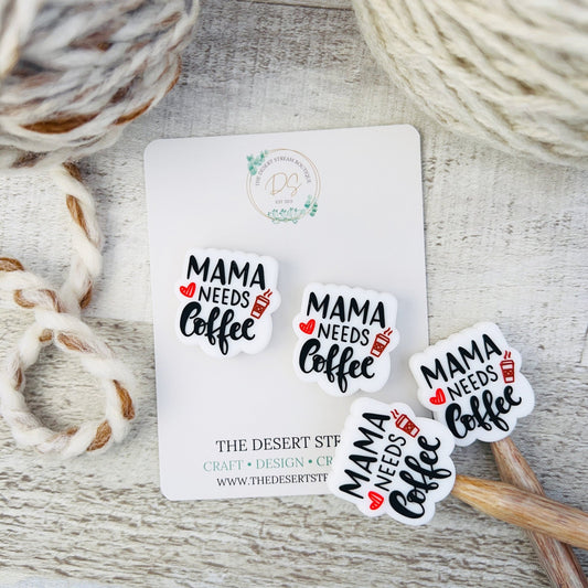 Mama Needs Coffee Stitch Stoppers Knitting Needle Point Protectors - The Desert Stream Stitch