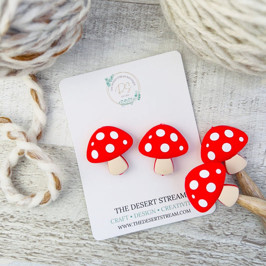Mushroom Stitch Stoppers Knitting Needle Point Protectors - The Desert Stream Stitch
