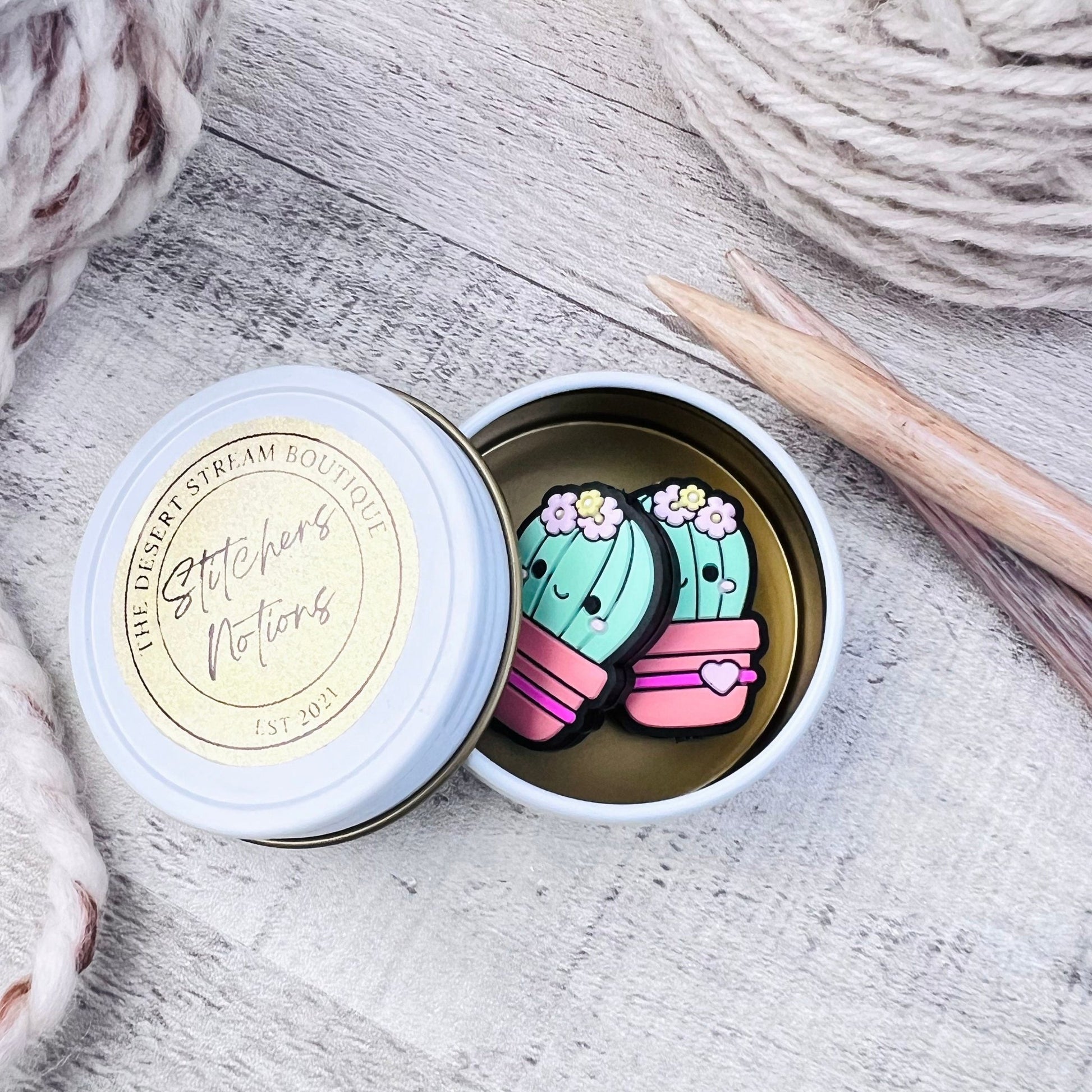 Potted Cactus Stitch Stoppers Knitting Needle Point Protectors - The Desert Stream Stitch