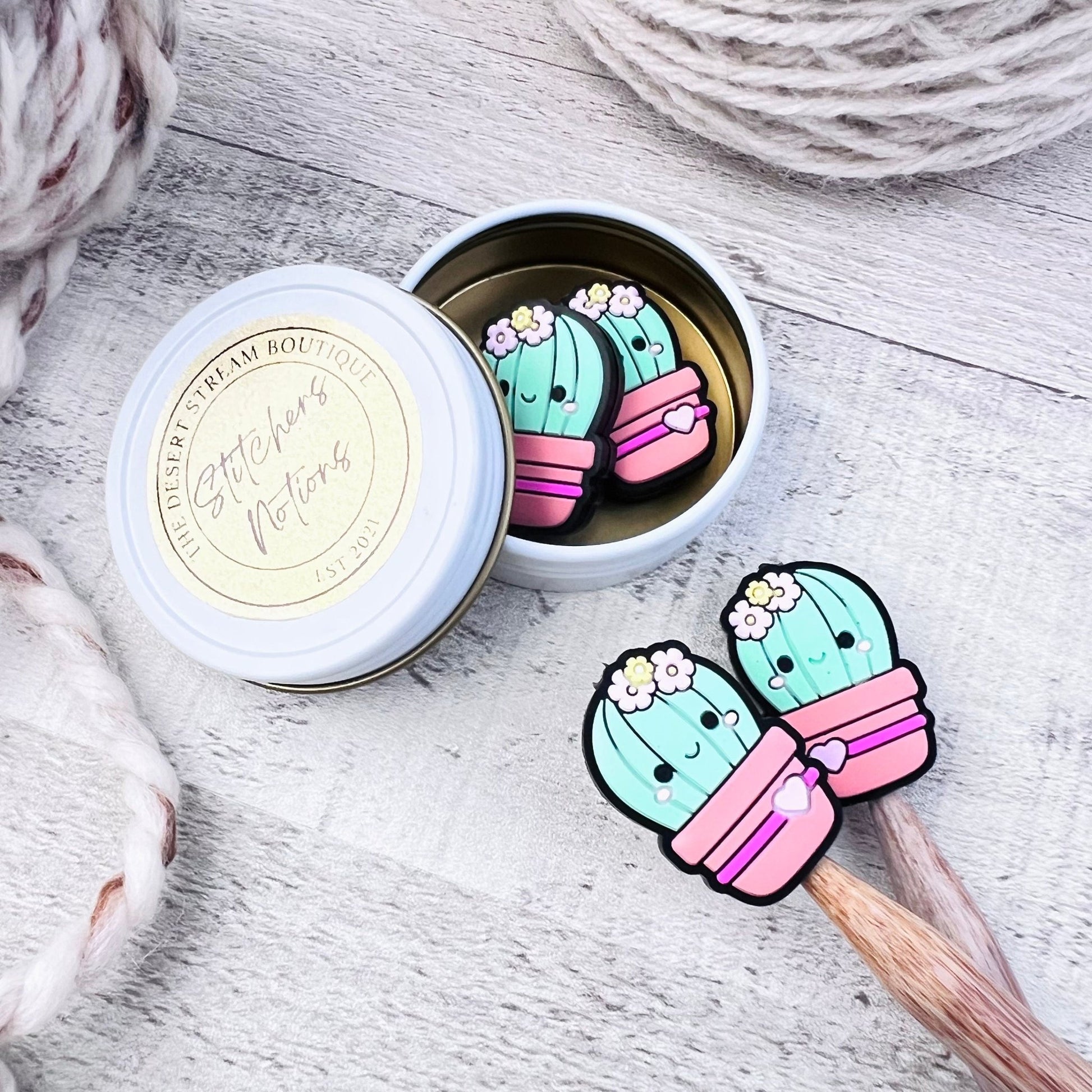 Potted Cactus Stitch Stoppers Knitting Needle Point Protectors - The Desert Stream Stitch