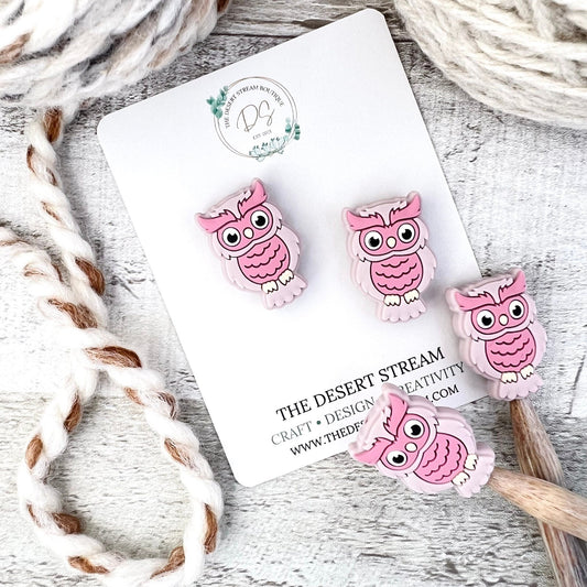 Rose Brown Owl Stitch Stoppers Knitting Needle Point Protectors - The Desert Stream Stitch
