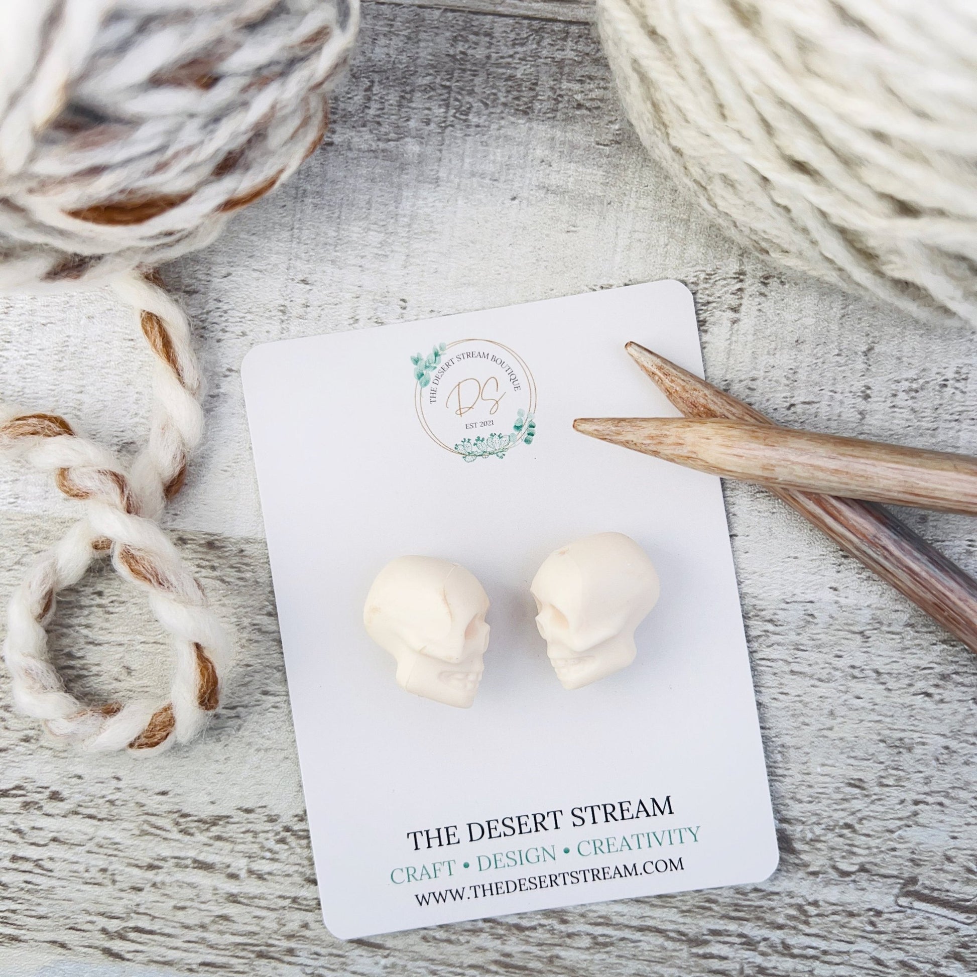 Skull Stitch Stoppers Knitting Needle Point Protectors - The Desert Stream Stitch