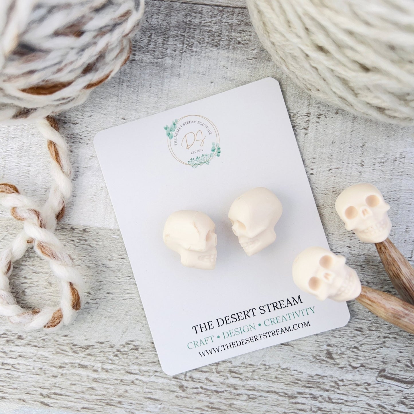 Skull Stitch Stoppers Knitting Needle Point Protectors - The Desert Stream Stitch