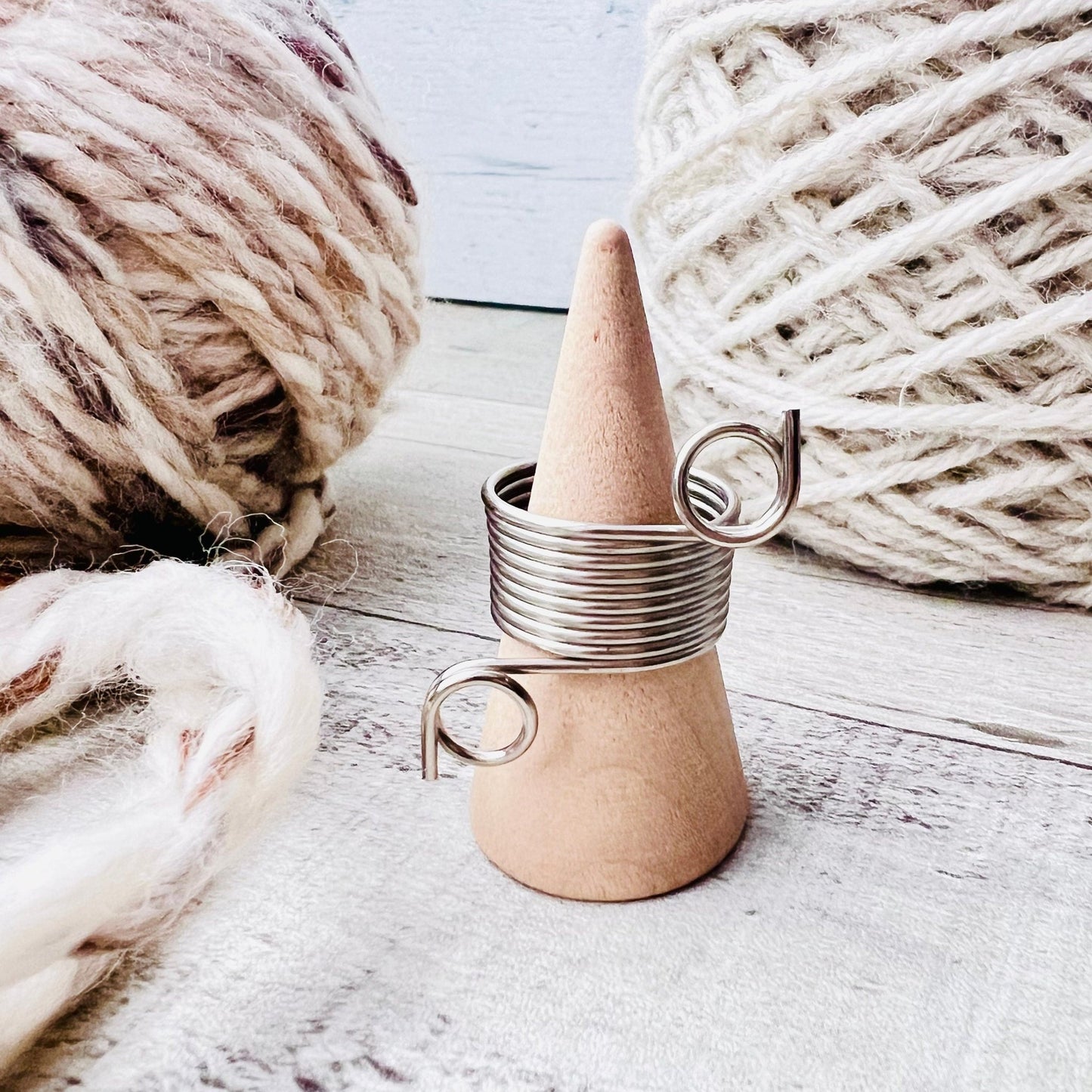 Stainless Steel Tension Ring Knitting Thimble - The Desert Stream Stitch