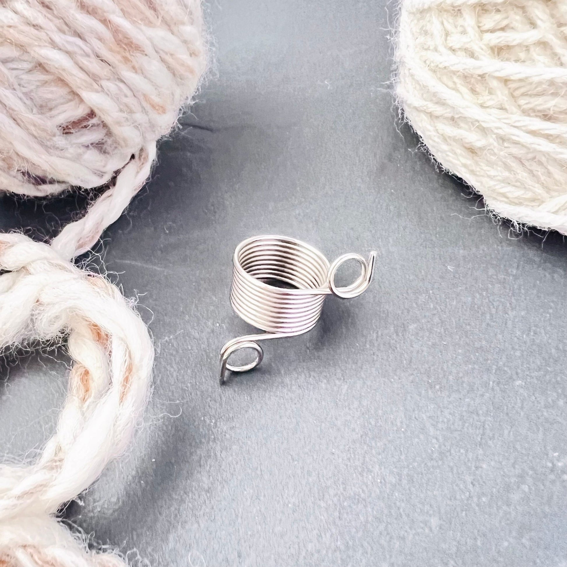 Stainless Steel Tension Ring Knitting Thimble - The Desert Stream Stitch