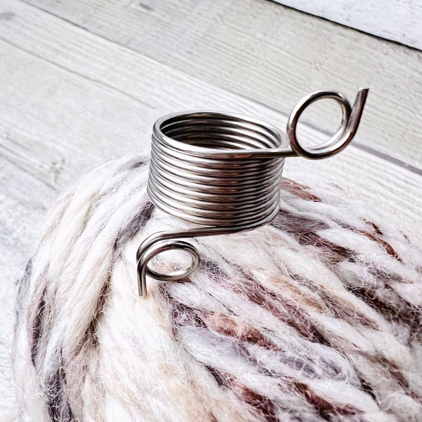 Stainless Steel Tension Ring Knitting Thimble - The Desert Stream Stitch