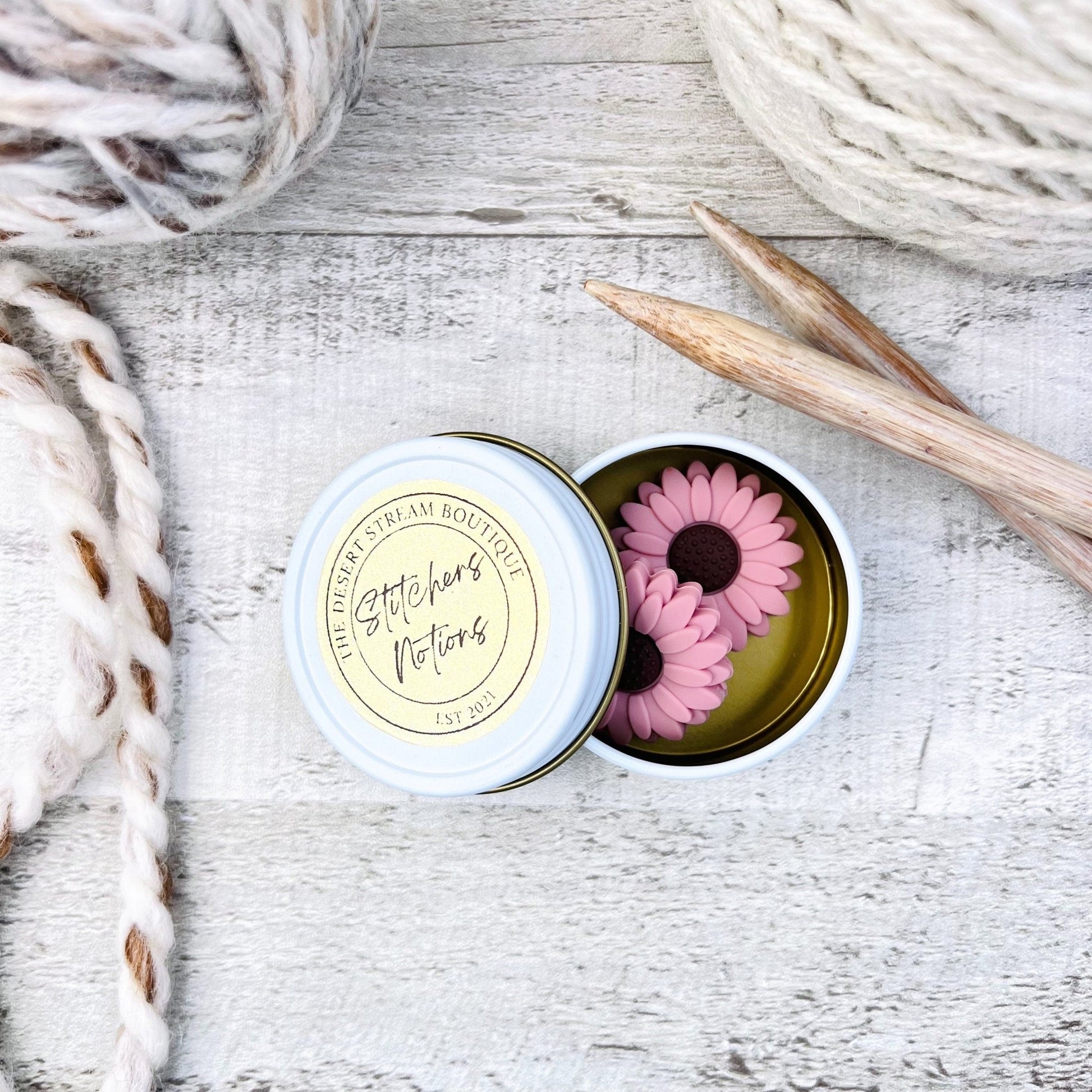 Sunflower Stitch Stoppers Knitting Needle Point Protectors - The Desert Stream Stitch