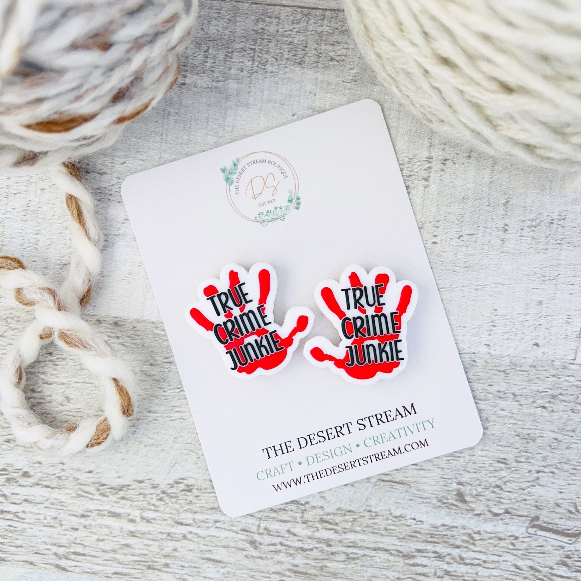 True Crime Junkie Stitch Stoppers Knitting Needle Point Protectors - The Desert Stream Stitch