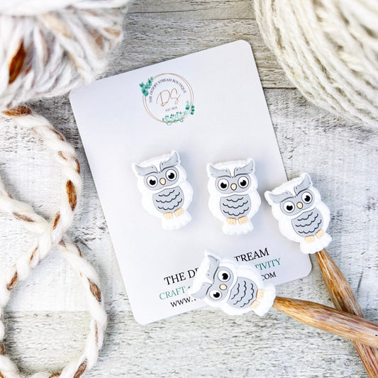 White Owl Stitch Stoppers Knitting Needle Point Protectors - The Desert Stream Stitch